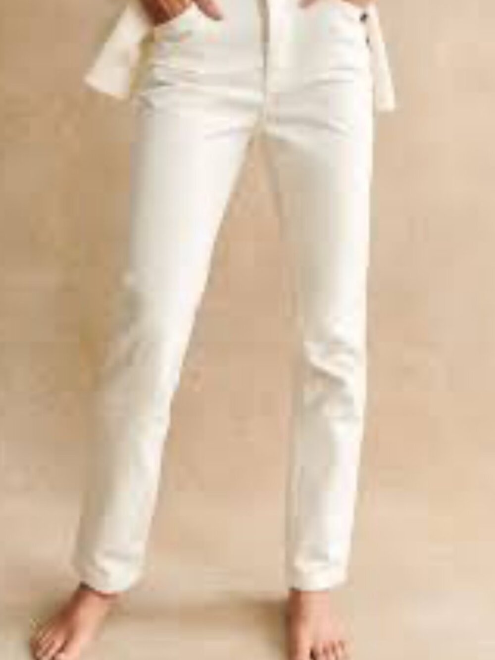 Sézane Ecru White Denim High-Rise Slim Straight Jeans Size 26